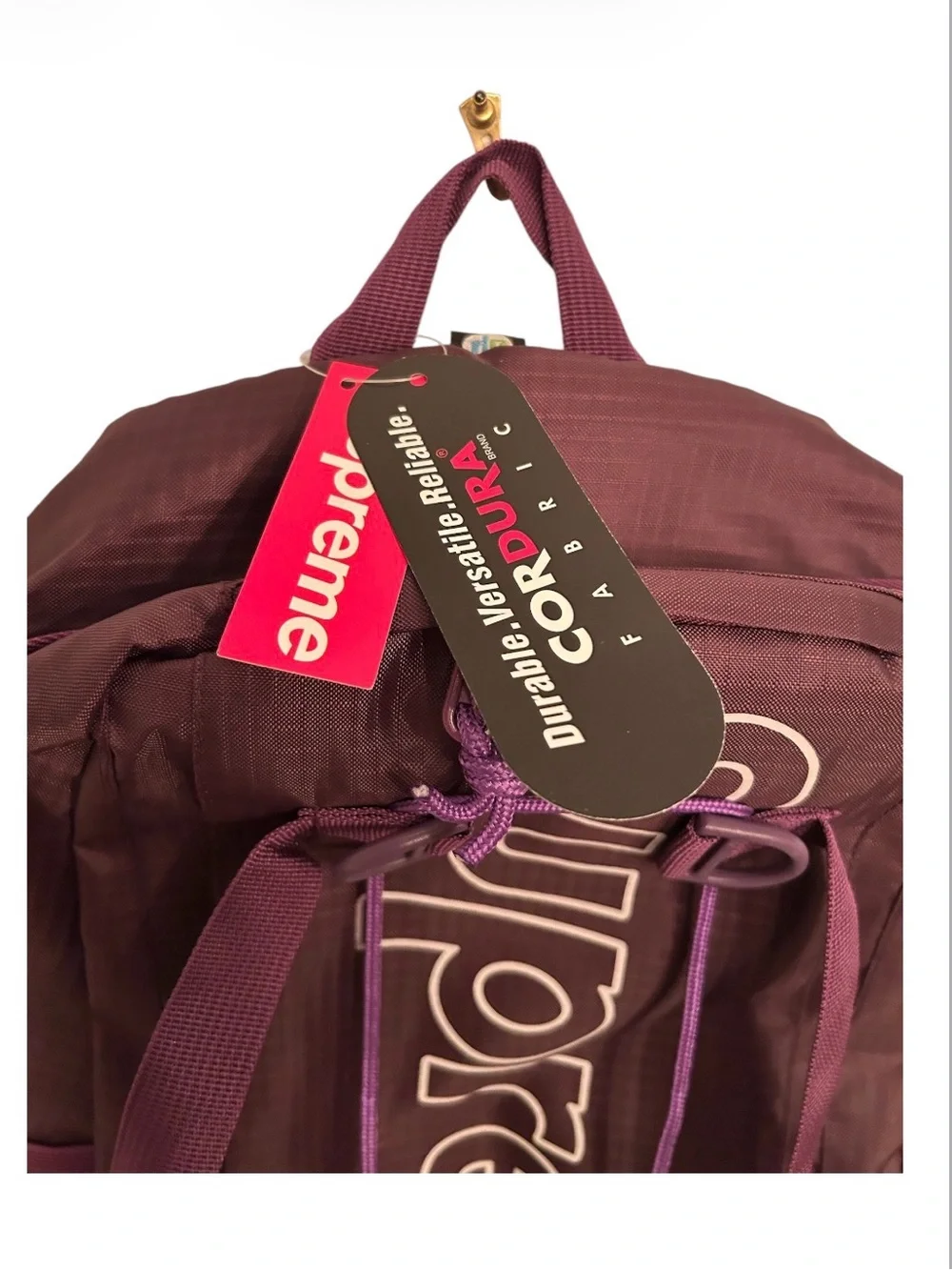Supreme Burgundy/Purple Vertical Logo Backpack